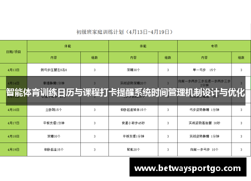 智能体育训练日历与课程打卡提醒系统时间管理机制设计与优化